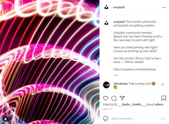 Instagram post with strobe lights